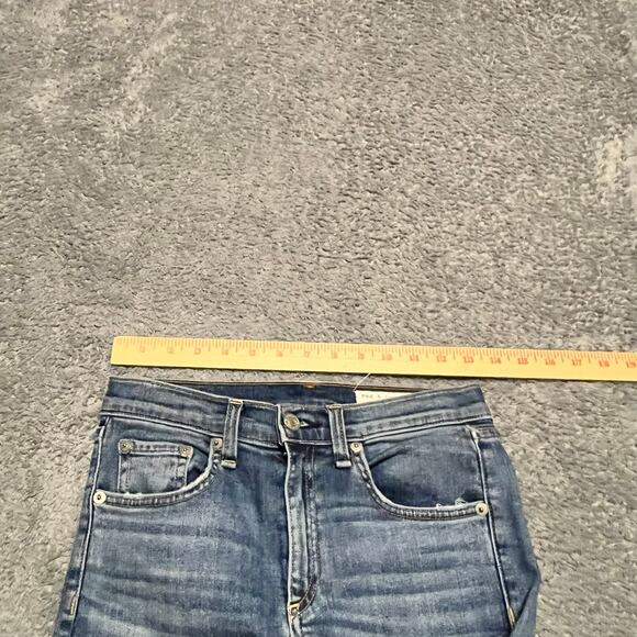 Rag & Bone Jeans Womens 25 10” Cropped Flare Raw Hem Blue Denim Pants - Picture 12 of 12